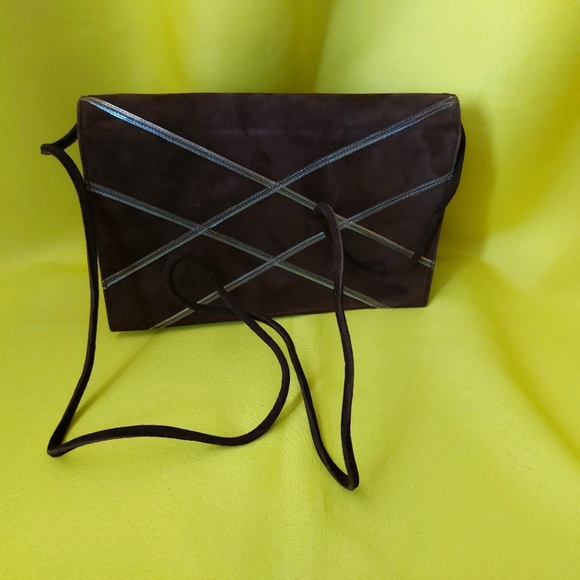 Vintage Crossbody Bag Brown Surde Purse by UNGARO Parallele Paris 1980s - Picture 4 of 16